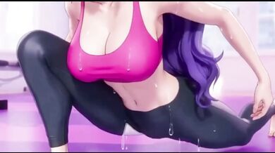 Yoga instructor destroyed hot girl form behind in anime hentai