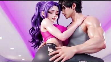 Yoga instructor destroyed hot girl form behind in anime hentai