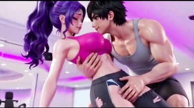 Yoga instructor destroyed hot girl form behind in anime hentai