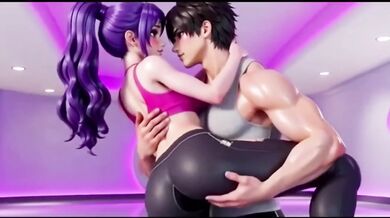 Yoga instructor destroyed hot girl form behind in anime hentai