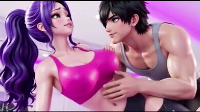 Yoga instructor destroyed hot girl form behind in anime hentai