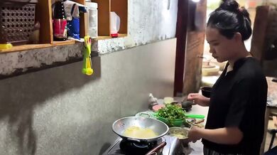 Make vegetables fritters in hard rough sex
