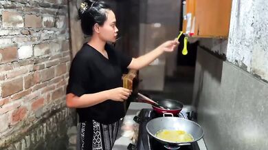 Make vegetables fritters in hard rough sex