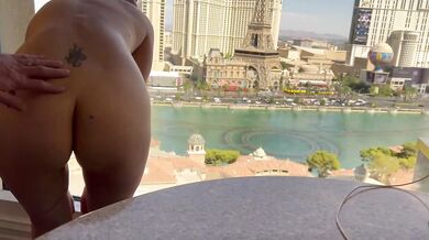 Blonde milf creampie las vegas hotel window exhibitionist fucked raw live
