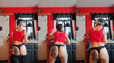 Drying dishes while teasing in a thong native american tattooed girl twerking