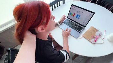 Cum dumped all over my redhead StepMom's tits in the kitchen