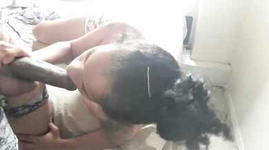 Amateur Ebony Gets Sloppy Deepthroated With Big BBC Through Window