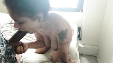 Amateur Ebony Gets Sloppy Deepthroated With Big BBC Through Window