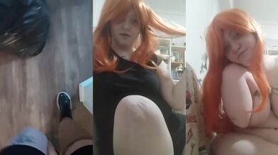 Amputee BBW jumps with massive tits bouncing hard