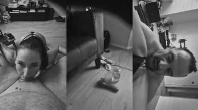 Polish slut destroyed by rough blowjob and handjob cumshot