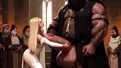 Moors destroyed blonde queen in medieval cum fight hentai