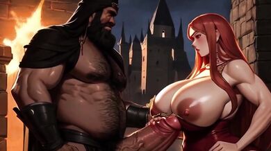 Moors destroyed blonde queen in medieval cum fight hentai
