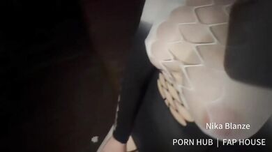 Secretary’s sheer lingerie exhibition at crowded plaza milf gets creampie in public