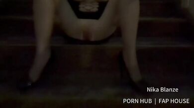 Secretary’s sheer lingerie exhibition at crowded plaza milf gets creampie in public