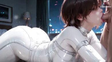 Teen girl Animate tight bodysuit deepthroat AI creampie 60fps