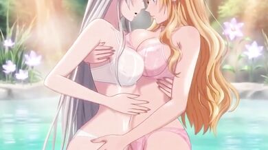 Beautiful lesbian elves share an intimate night in a magical hot spring