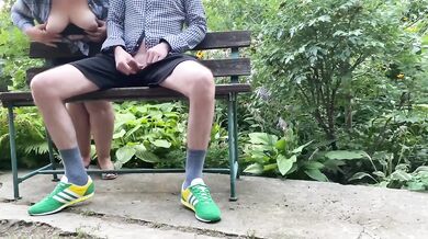 Big tits stepmom gives helping hand then gushes cumshot outdoors