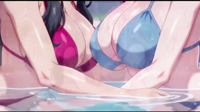 Lesbian milfs destroy each other in steamy hot bath scissor fight