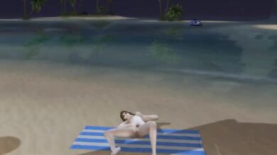 Solo female on beach forced to cum while wicked whims animates her