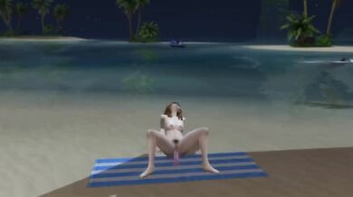 Solo female on beach forced to cum while wicked whims animates her