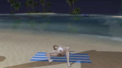 Solo female on beach forced to cum while wicked whims animates her