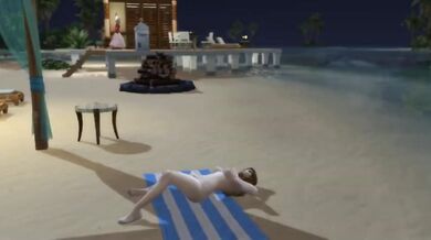 Solo female on beach forced to cum while wicked whims animates her