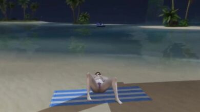 Solo female on beach forced to cum while wicked whims animates her