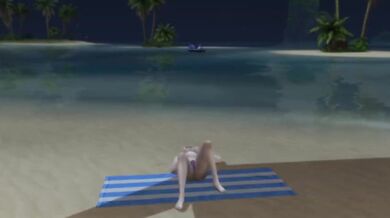 Solo female on beach forced to cum while wicked whims animates her