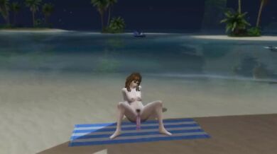 Solo female on beach forced to cum while wicked whims animates her