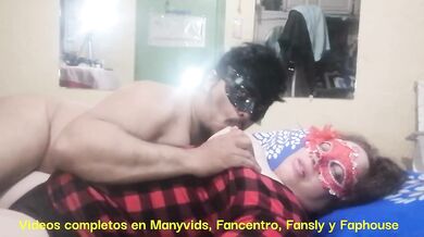 Milf's creamy feast on her husbands cock while breastfeeding him