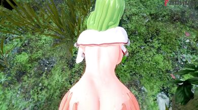 Hot sex in the forest with cute elf girl cum on her big tits