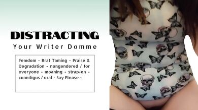 Brat taming domme destroys your writer with strapon cunnilingus praise
