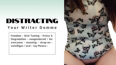 Brat taming domme destroys your writer with strapon cunnilingus praise