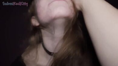 Shy redhead submissive gets deep throat on huge cock till face ruined with facial