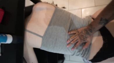 My stepsister's tight ass gets destroyed while she cleans my cock