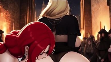 Medieval fantasy hentai animation riding rough huge cock interracial passion