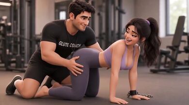 Big titted latina coach destroys gym rat in shower fuck session
