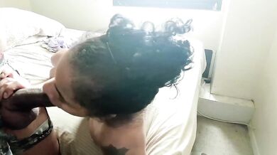 Ebony anime sissy girl deepthroats big dick at the apartment window