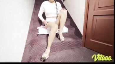 Latina seduces with miniskirt and high heels real couple HD