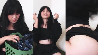 Petite brunette stripping twerking big ass until ruined