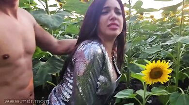 Caught Red Handed Stepfather Sneaks Rough Creampie Blowjob in Sunflower Field