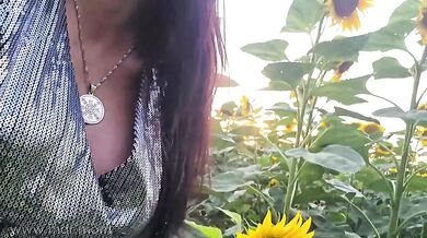 Caught Red Handed Stepfather Sneaks Rough Creampie Blowjob in Sunflower Field