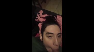 Latina gets drenched pouring piss all over the couch while deepthroating
