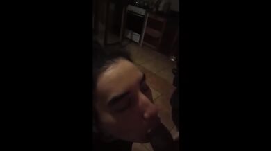 Latina gets drenched pouring piss all over the couch while deepthroating