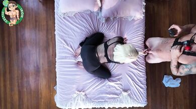 Voyeur 4K blonde gets deepthroated then destroyed by big cock cumshot