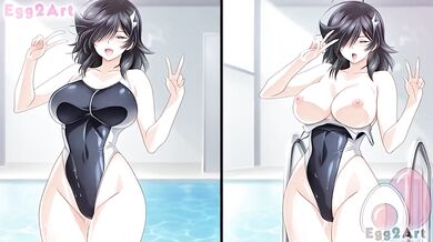 Jinrouki Winvurga big tits gagged in swimsuit blowjob hentai