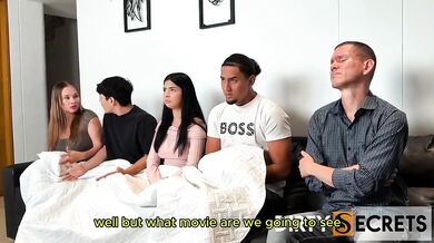 Stepbrother makes me deep throat his big thick cock while stepmom watches