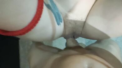 Swinging door creampie on her feet while I fucked her throat raw