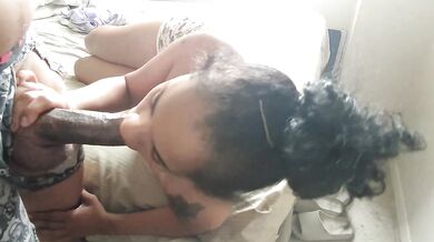 Ebony Anime Cosplay T-shirt Blowjob Deepthroat At Bedroom Window