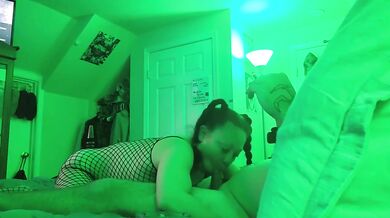 MILF smokes spliff while getting deep throat and whipped cream